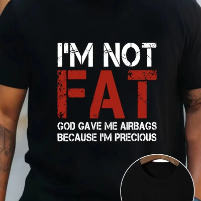 Ben Şişman Değilim Tanrı Bana Hava Yastığı Verdi Çünkü Ben Değerliyim Tişörtü - Siyah -