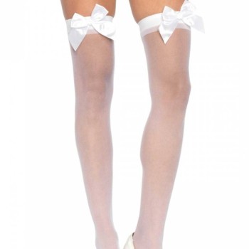 Beyaz Fiyonklu Jartiyer Çorabı TM1212