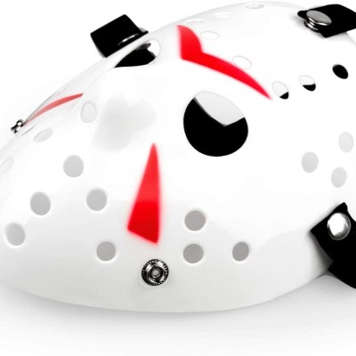 Beyaz Kırmızı Çizgili Tam Yüz Hokey Maskesi