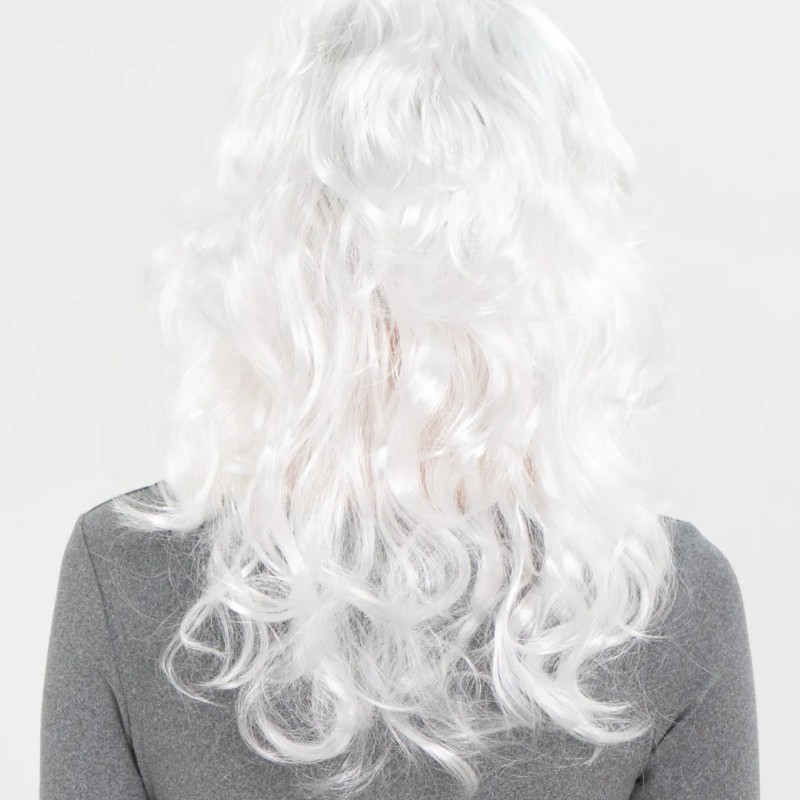 Beyaz Renk Kahküllü Dalgalı Uzun Parti Peruğu