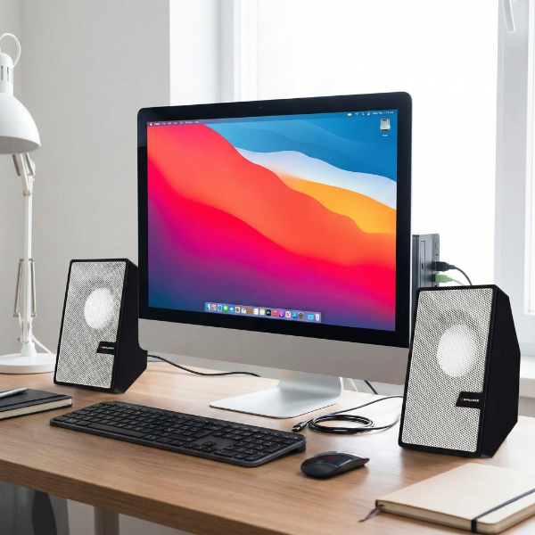 Beyaz USB 2.0 + 3.5mm USB Hoparlör 