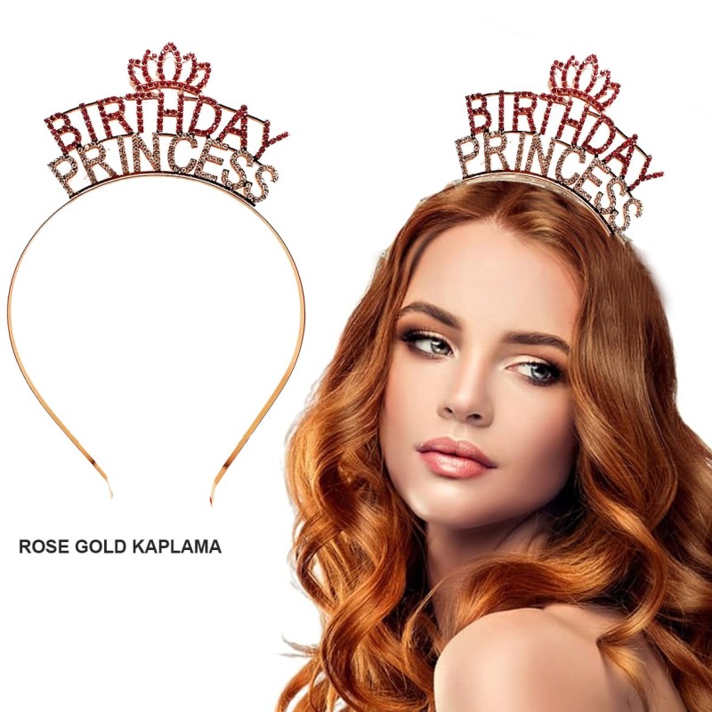 Birthday Princess Kristal Taç – Rose Gold Kaplama