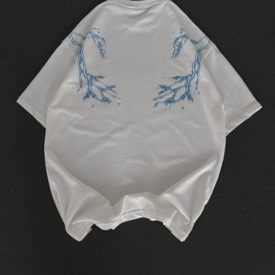 Bisiklet Yaka Baskılı Oversize T-Shirt - Beyaz -