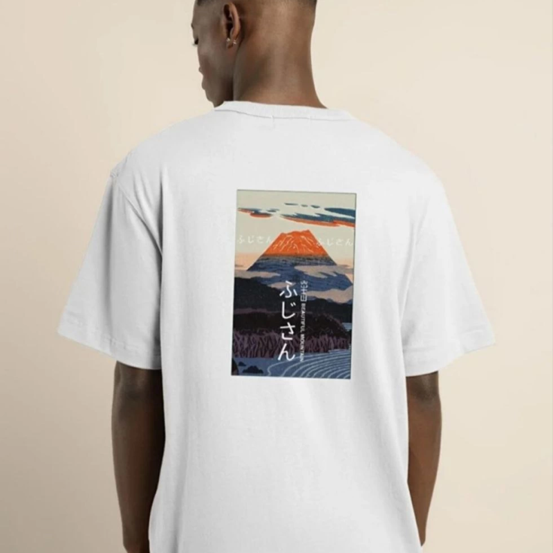 Bisiklet Yaka Baskılı Oversize T-Shirt - Beyaz -