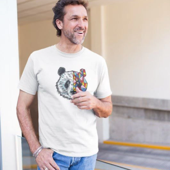 Bisiklet Yaka Baskılı Oversize T-Shirt - Beyaz -