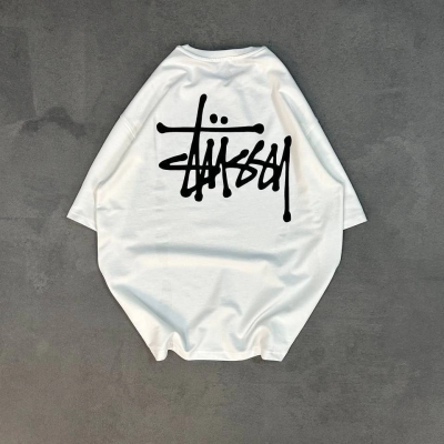 Bisiklet Yaka Baskılı Oversize T-Shirt - Beyaz -