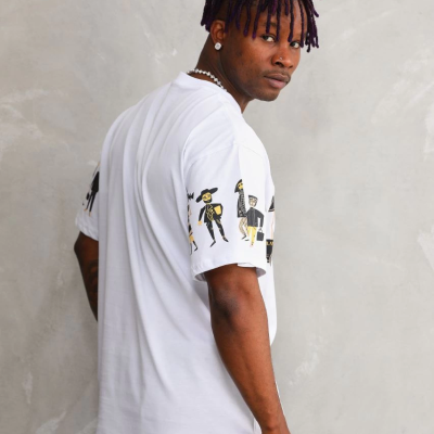 Bisiklet Yaka Baskılı Oversize T-Shirt - Beyaz -