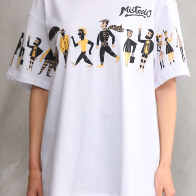 Bisiklet Yaka Baskılı Oversize T-Shirt - Beyaz -