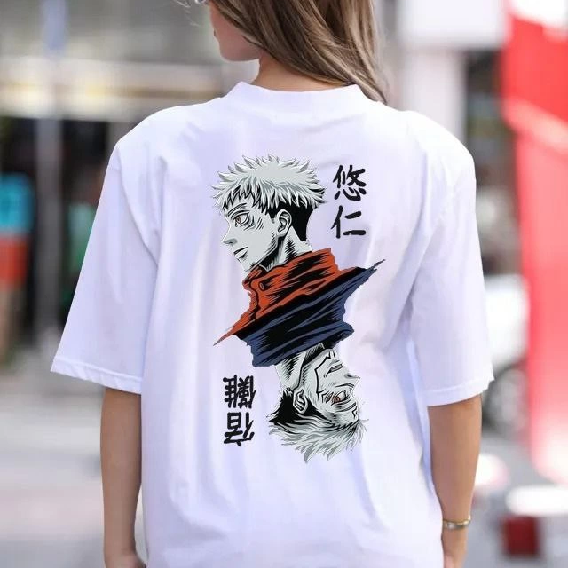 Bisiklet Yaka Baskılı Oversize T-Shirt - Beyaz -