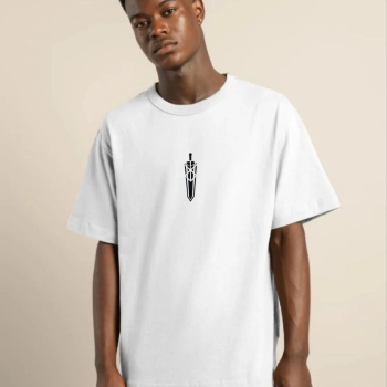 Bisiklet Yaka Baskılı Oversize T-Shirt - Beyaz -