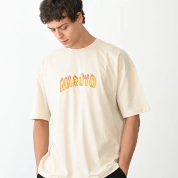 Bisiklet Yaka Baskılı Oversize T-Shirt - Beyaz -