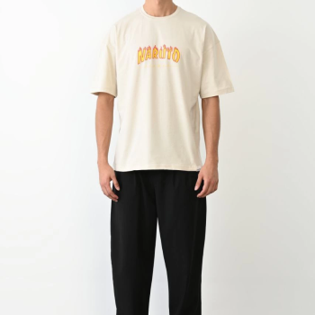 Bisiklet Yaka Baskılı Oversize T-Shirt - Beyaz -