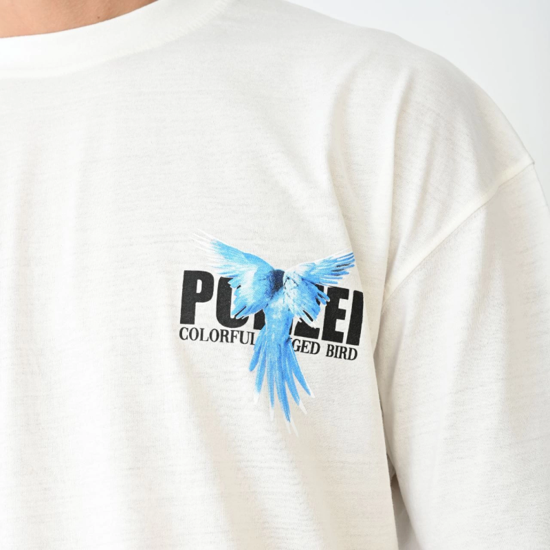 Bisiklet Yaka Baskılı Oversize T-Shirt - Beyaz -