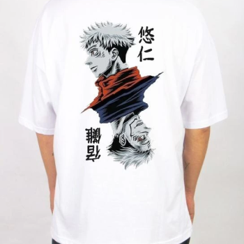 Bisiklet Yaka Baskılı Oversize T-Shirt - Beyaz -