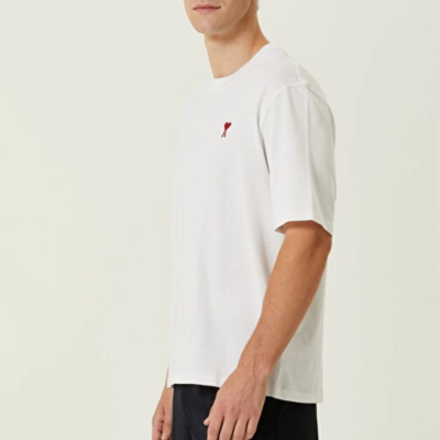 Bisiklet Yaka Baskılı Oversize T-Shirt - Beyaz -