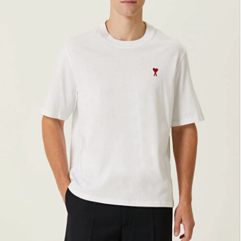 Bisiklet Yaka Baskılı Oversize T-Shirt - Beyaz -