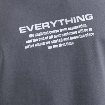 Bisiklet Yaka Baskılı Oversize T-Shirt - Gri -