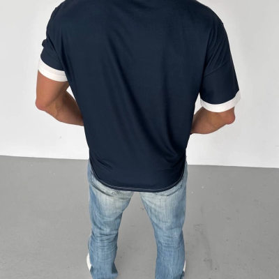 Bisiklet Yaka Baskılı Oversize T-Shirt - Siyah -