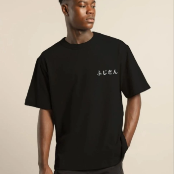 Bisiklet Yaka Baskılı Oversize T-Shirt - Siyah -