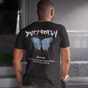 Bisiklet Yaka Baskılı Oversize T-Shirt - Siyah -