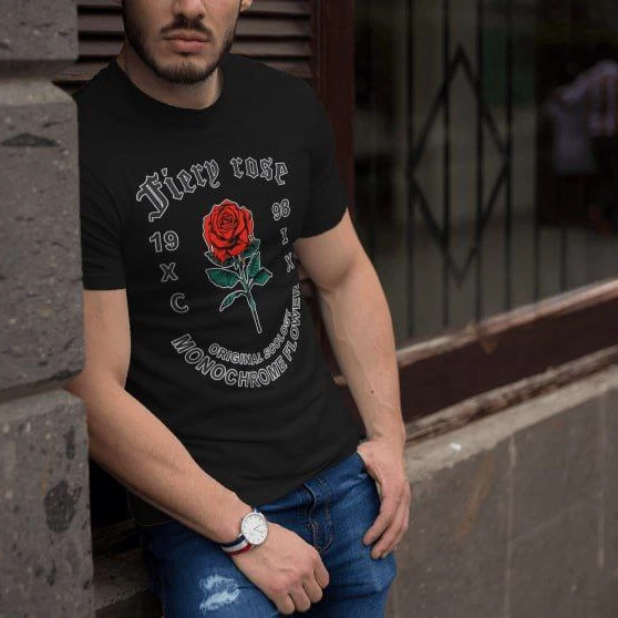 Bisiklet Yaka Baskılı Oversize T-Shirt - Siyah -