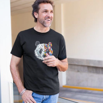 Bisiklet Yaka Baskılı Oversize T-Shirt - Siyah -