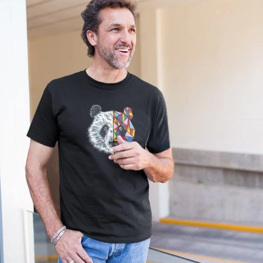 Bisiklet Yaka Baskılı Oversize T-Shirt - Siyah -