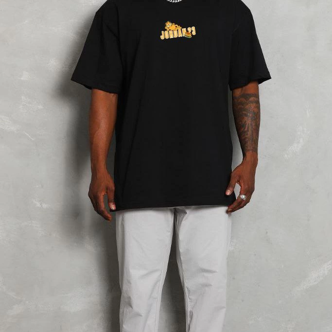 Bisiklet Yaka Baskılı Oversize T-Shirt - Siyah -