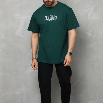 Bisiklet Yaka Baskılı Oversize T-Shirt - Yeşil -