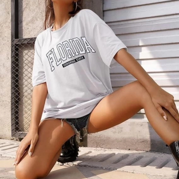 Bisiklet Yaka Baskılı T-shirt - Beyaz -