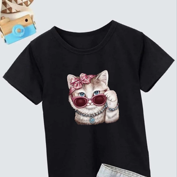 Bisiklet Yaka Baskılı T-Shirt - Siyah -