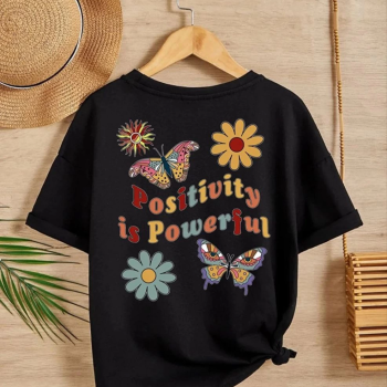 Bisiklet Yaka Baskılı T-Shirt - Siyah -