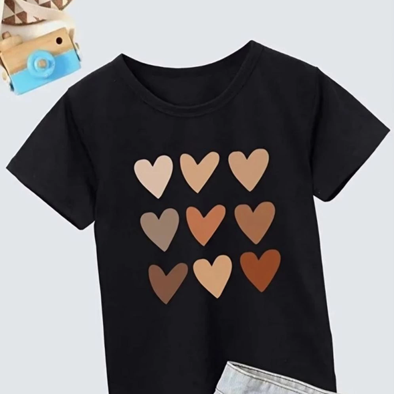 Bisiklet Yaka Baskılı T-Shirt - Siyah -