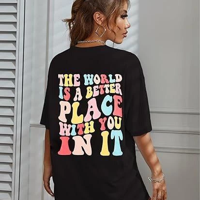 Bisiklet Yaka Baskılı T-shirt - Siyah -