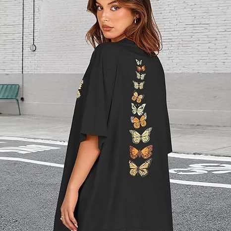 Bisiklet Yaka Baskılı T-shirt - Siyah -