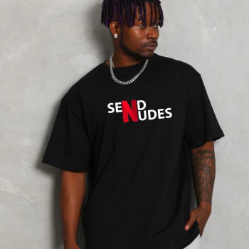 Bisiklet Yaka Double Oversize Baskılı T-Shirt - Siyah -