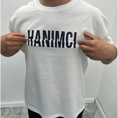 Bisiklet Yaka Katlanan Baskılı T-Shirt - Beyaz -