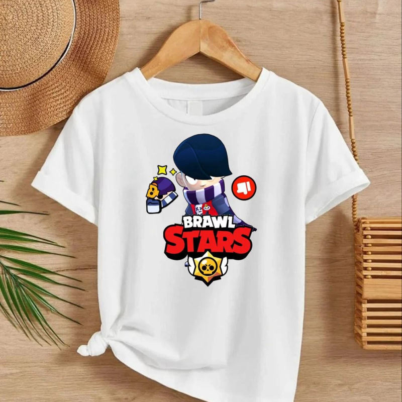 Bisiklet Yaka Kısa Kol Baskılı Çocuk T-Shirt - Beyaz