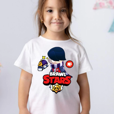 Bisiklet Yaka Kısa Kol Baskılı Çocuk T-Shirt - Beyaz