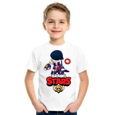 Bisiklet Yaka Kısa Kol Baskılı Çocuk T-Shirt - Beyaz