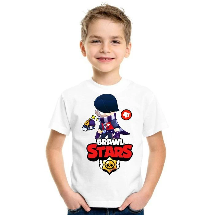 Bisiklet Yaka Kısa Kol Baskılı Çocuk T-Shirt - Beyaz