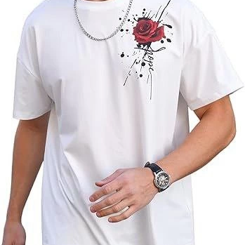 Bisiklet Yaka Kısa Kol Baskılı T-shirt - Beyaz -