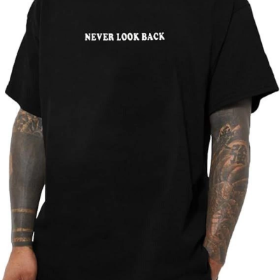 Bisiklet Yaka Kısa Kol Baskılı   T-Shirt - Siyah -