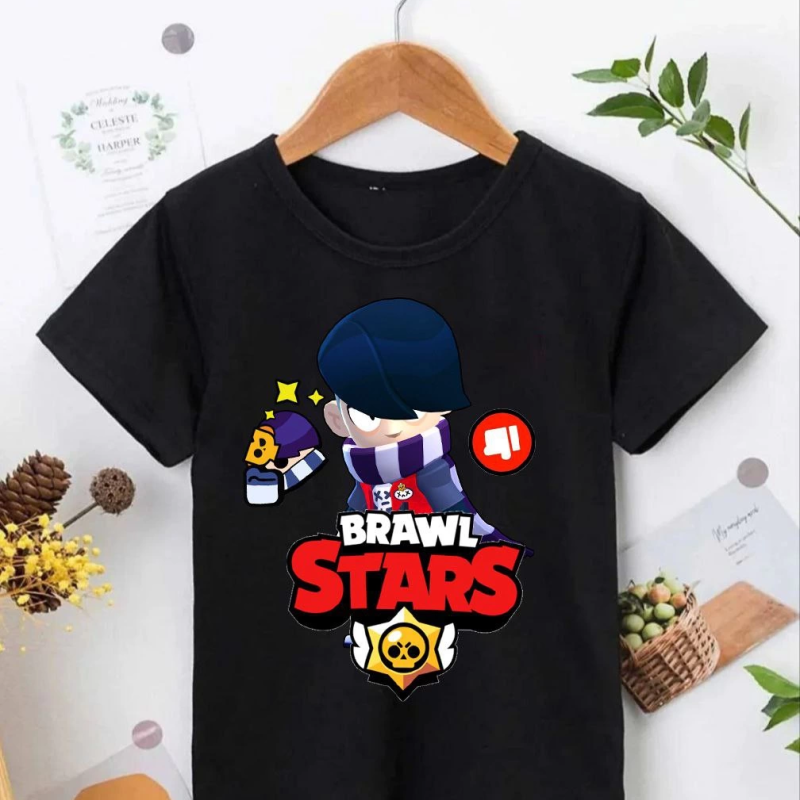 Bisiklet Yaka Kısa Kol Baskılı   T-Shirt - Siyah -