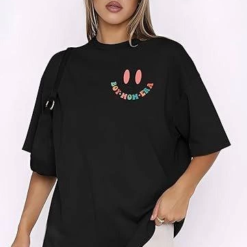 Bisiklet Yaka Kısa Kol Baskılı T-shirt - Siyah -