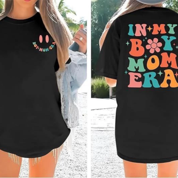 Bisiklet Yaka Kısa Kol Baskılı T-shirt - Siyah -