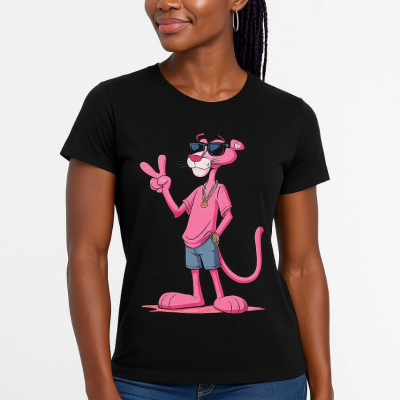 Bisiklet Yaka Kısa Kollu Baskılı T-shirt - Siyah -