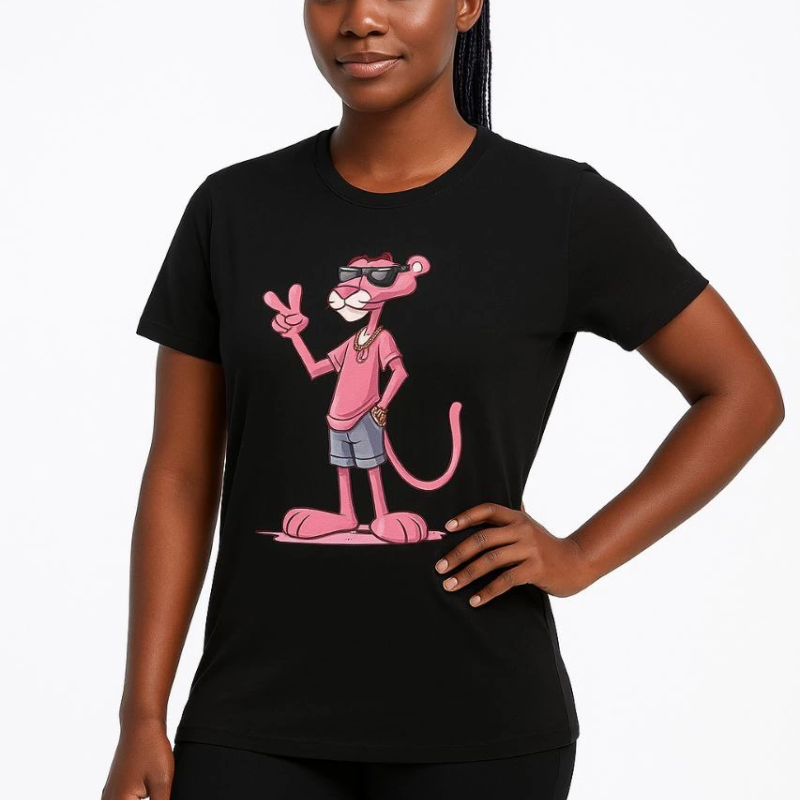 Bisiklet Yaka Kısa Kollu Baskılı T-shirt - Siyah -