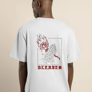 Bisiklet Yaka Oversize Baskılı T-Shirt - Beyaz -