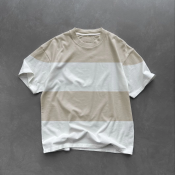 Bisiklet Yaka Parçalı T-Shirt - Bej -